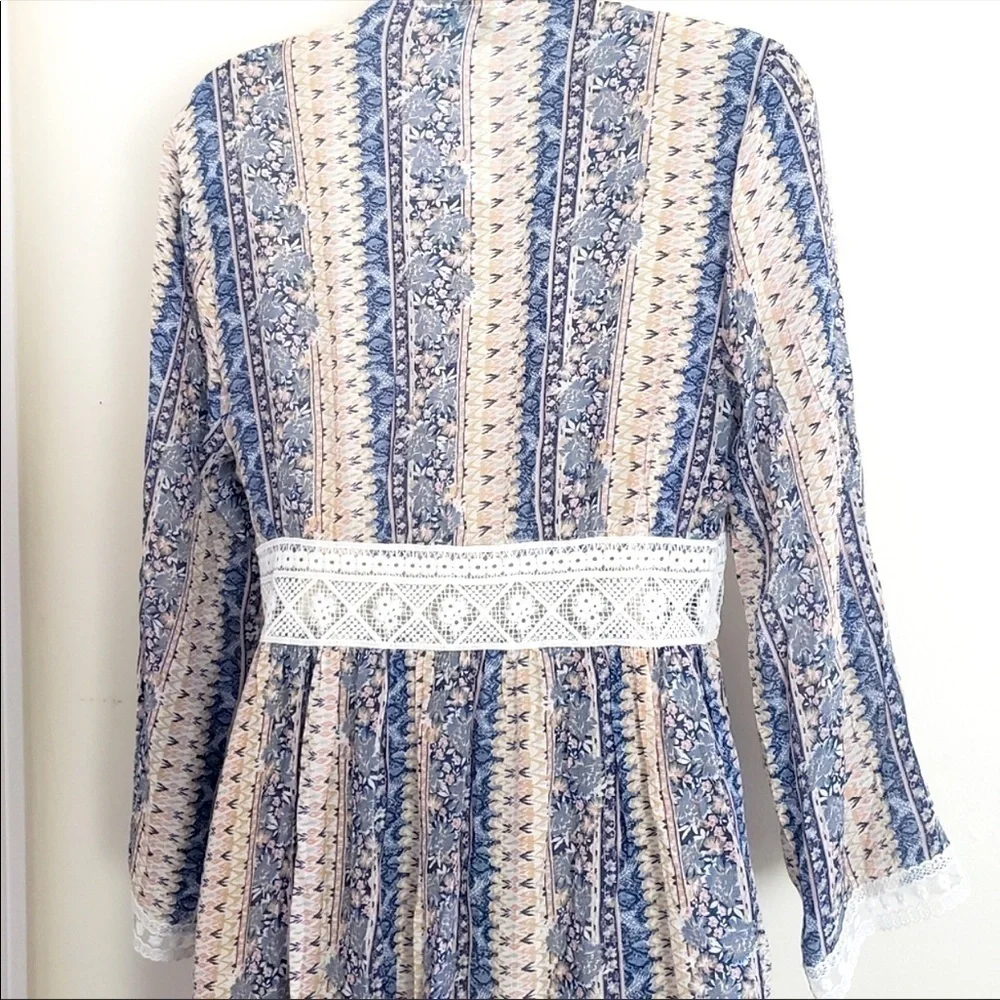 NWT REBELLION AGAIN boho cover up lace kimono M
